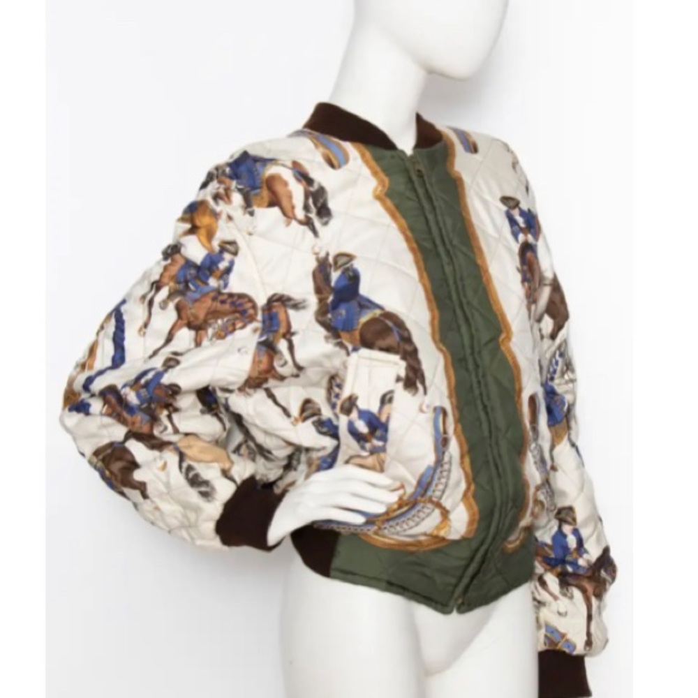 A 1980s Vintage Hermès Reversible Silk 'Reprise' Bomber Jacket